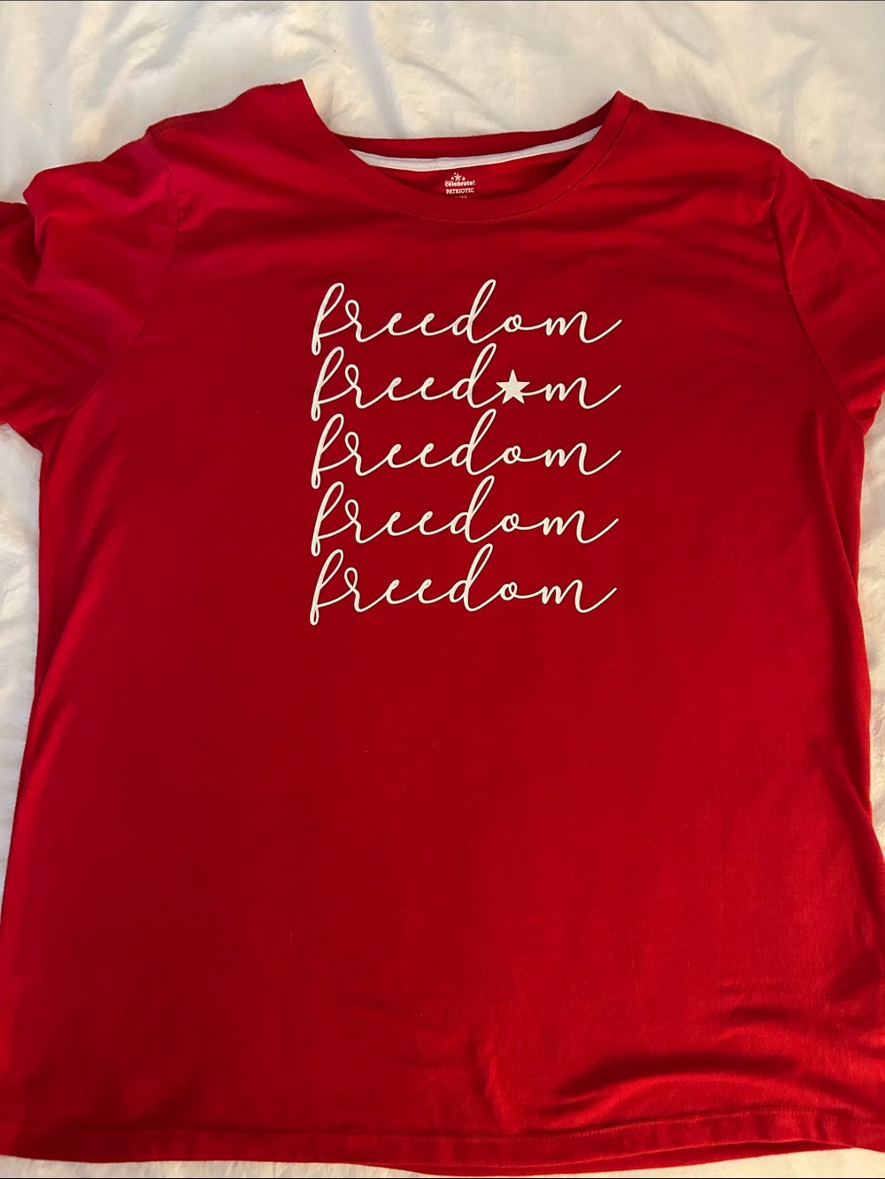 Patriotic Freedom Script Graphic Tee - Red